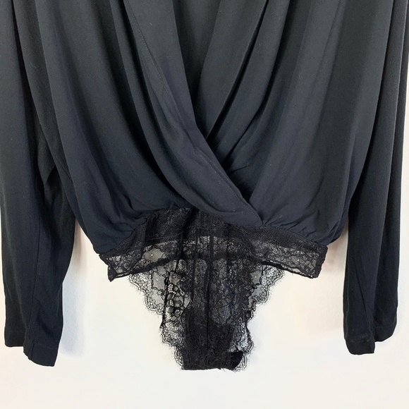 NWT FREE PEOPLE Ruffle Lace Black Body Suit - Picture 5 of 12